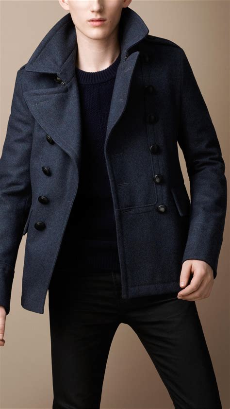 burberry brit pea coat|burberry pea coat men's sale.